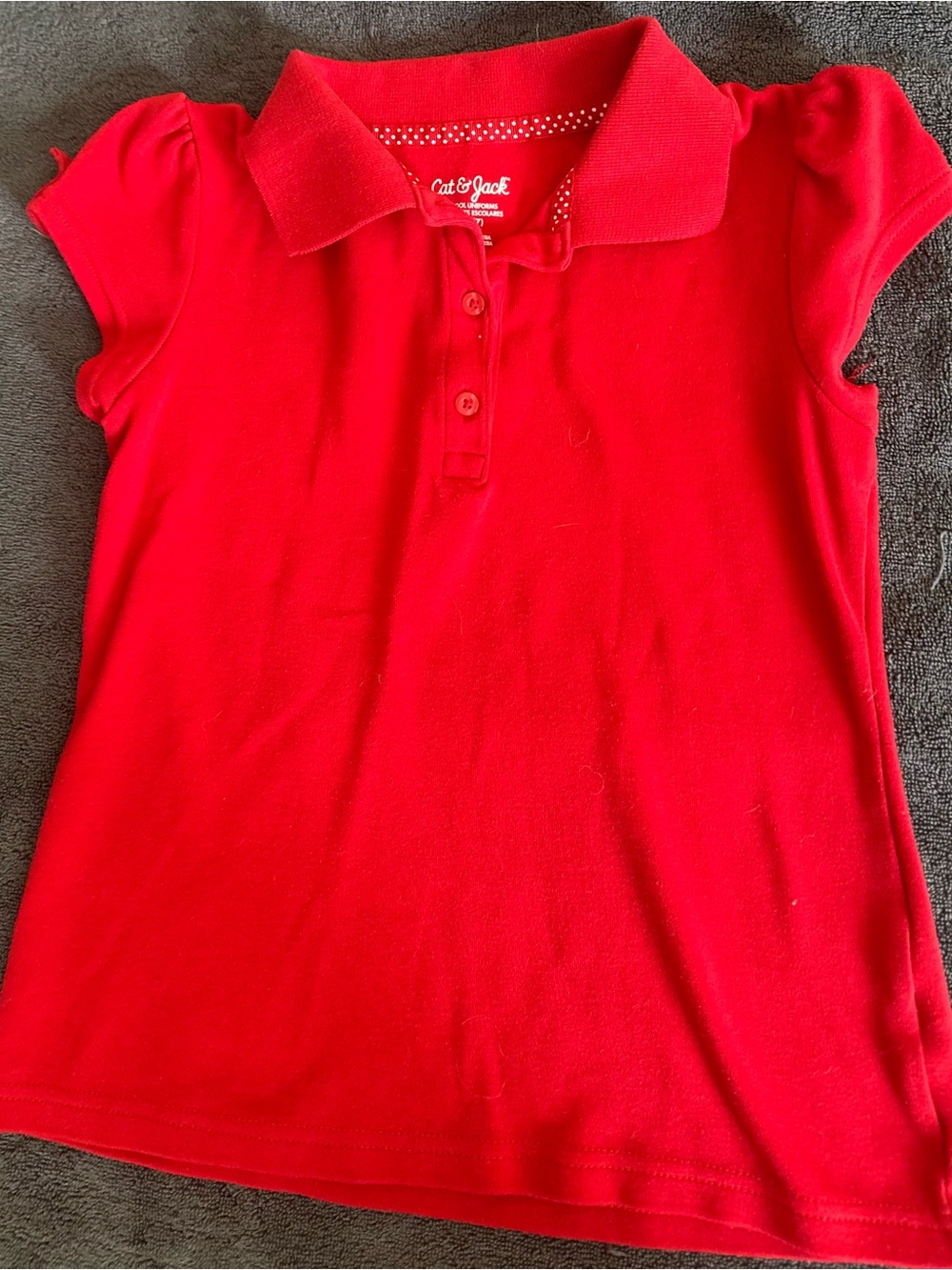 Cat & Jack Bright Red Girls' Polo with Puff Sleeves